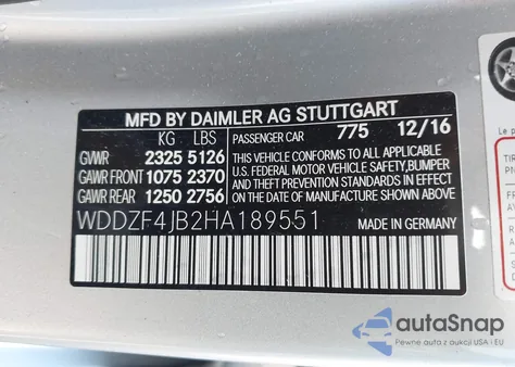 2017 Mercedes-Benz E 300 z USA, uszkodzony, nr VIN WDDZF4JB2HA189551